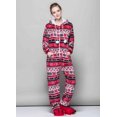 thumbnail image 3 of Conjunto de pijama de franela con estampado navideño para mujer, ropa de dormir cálida de manga larga, con capucha, disfraz de lana, 3 of 4