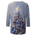 thumbnail image 3 of cocolona Christmas Shirts for Women Crew Neck 3/4 Sleeve T-shirt Plus Size Fall Tops Xmas Tree Print Blouses Graphic Tees Christmas Holiday Gifts, 3 of 5