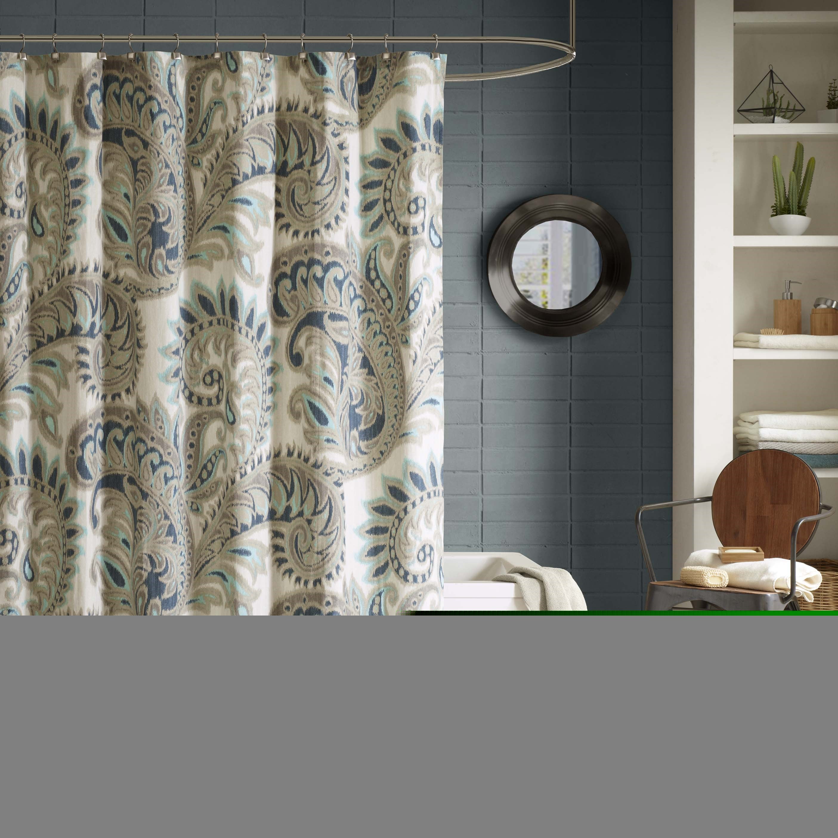 INK+IVY Mira Cotton Printed Shower Curtain In Blue