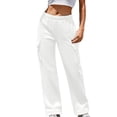 thumbnail image 4 of qolati Womens Cargo Sweatpants High Waisted Wide Leg Fall Pants for Women Baggy Y2k Elastic Waisted Fleece Lined Joggers with Pockets, 4 of 6