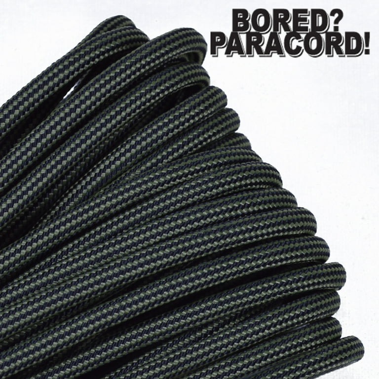 Bored Paracord Brand 550 lb Type III Paracord - Moss with Black
