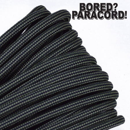 Bored Paracord Brand 550 lb Type III Paracord - Moss with Black Stripes 100 Feet