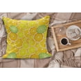 thumbnail image 2 of Yellow Fluffy Throw Pillow Cushion Cover, Lemon Orange Lime Fruit Citrus Round Cut Circles Big and Small Pattern, Decorative Square Accent Pillow Case, 24" x 24", Yellow White and Green, by Ambesonne, 2 of 5
