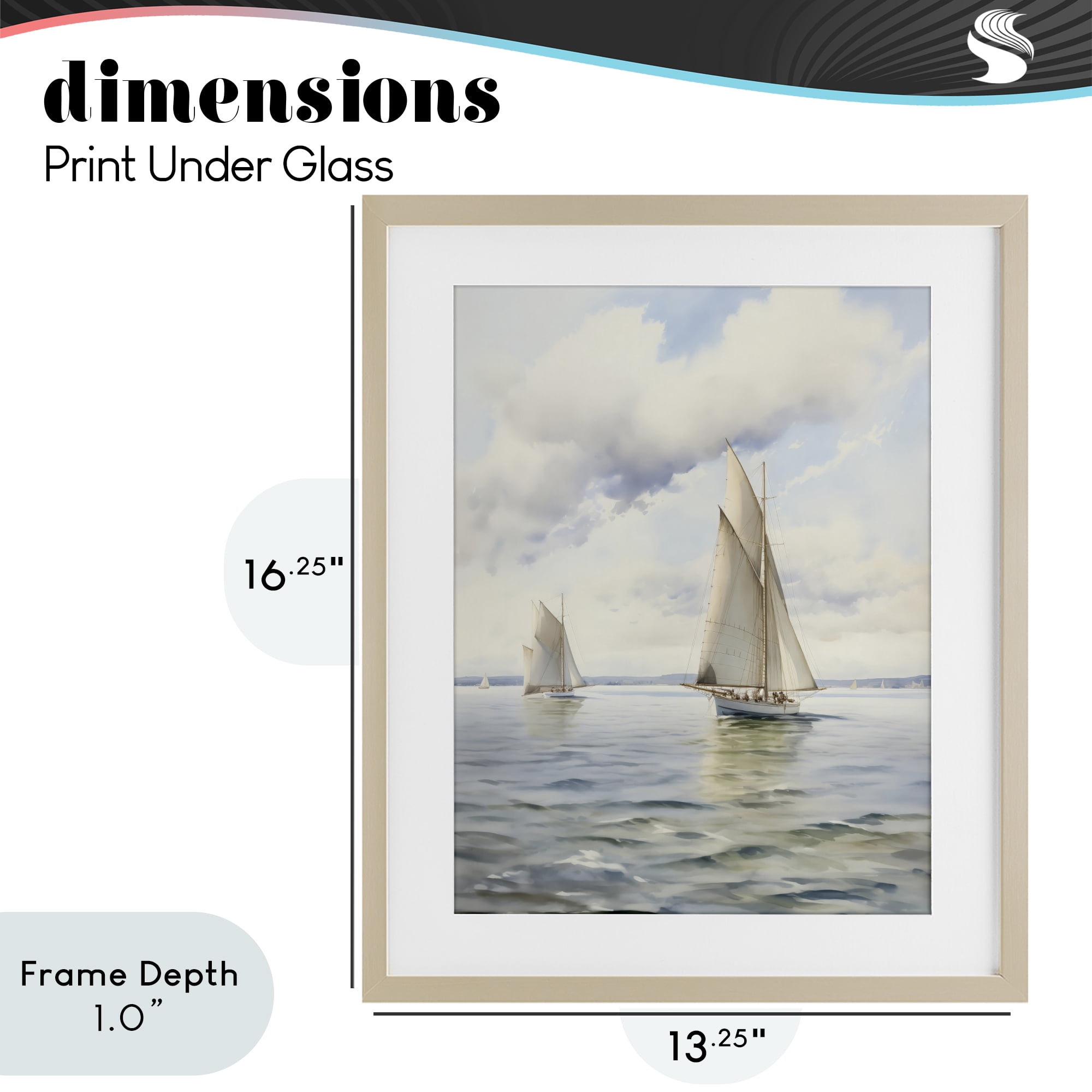 Stupell Industries Sailing Toward a Tranquil Horizon Birch Framed Print Under Glass, design by LSR Design Studio