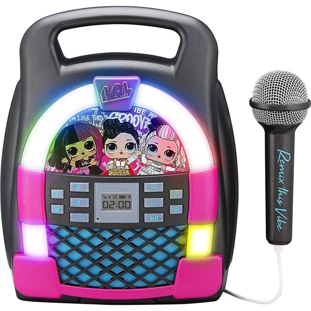 LOL Surprise! Remix OMG Bluetooth Karaoke Machine MP3 Player Portable with LED Disco Light Show