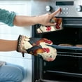 thumbnail image 2 of Two Roosters with Flowers Kitchen Oven Mitt and Pot Holder Sets 2 Pcs for Baking, Cooking and Grilling, Heat Resistant Up To 392 °F, 2 of 6