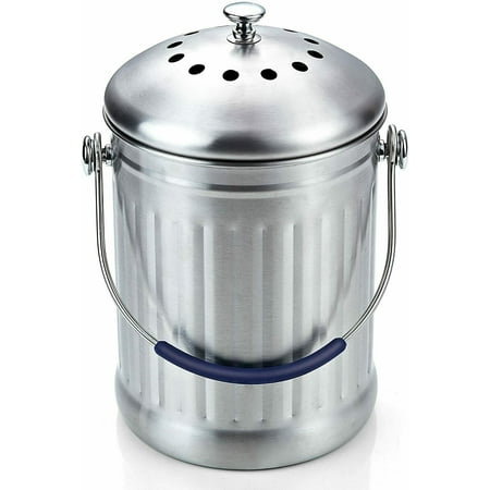 Cook N Home 1 Gallon Stainless Steel Kitchen Compost Bin with Charcoal Filter