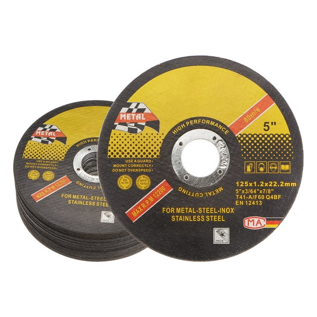 Unique Bargains Roues Coupées 125mm x 1.2mm x 22.2mm Noir, 25 Pcs