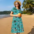 thumbnail image 7 of Bixox Women's Short Sleeve Summer Dress Loose Swing Knee Length Dresses with Pockets-Hawaii Palms, 7 of 7