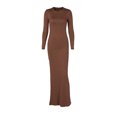 thumbnail image 5 of DHFJKG Dresses For Women Slim Fit Crewneck Long Sleeve Solid Color Maxi Dress Party Club Teacher Casual Office Versatile Dresses, 5 of 8