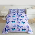 thumbnail image 2 of jejeloiu Cartoon Butterflies Flower Bedding Comforter Set,Cute Stars Print Twin Comforter Sets,Purple Blue Bedding Set For Girls Kids,Luxury Bedroom Decor Reversible,2pcs, 2 of 8