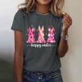 thumbnail image 2 of Flash Deal! T-Shirt Imprimé Joyeuses Pâques pour Femmes Pur Coton Col Rond Manches Courtes Décontracté en Solde Gris Foncé S, 2 of 5
