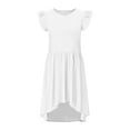 thumbnail image 5 of Xdegoge Clearance Items Girls Dresses Size 10-12 Long Tween Girls Summer Dress formal Ruffle Sleeve A Line Casual Party Elegant Dresses for Wedding Party with Pockets Vestido Blanco Vestidos Cortos, 5 of 9