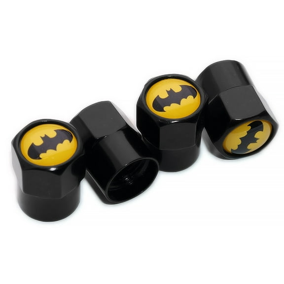 4pcs Hex Batman Car Wheels Tire Air Valve Caps Stem Dust Cover Decor Black