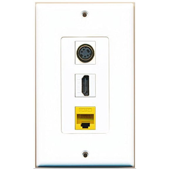 RiteAV - 1 Port HDMI 1 S-Video 1 Cat5e Ethernet Yellow Wall Plate Decorative