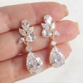 thumbnail image 5 of Joyas para bodas Pendientes de circonita con forma de pera y gotas de agua para la cena de bodas Pendientes de novia cómodos de llevar, 5 of 5