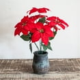 thumbnail image 2 of Worallymy Artificial Poinsettia Flower Home Office Fake Christmas Flower Party Event Floral Decoration, 7-branch, 2 of 2
