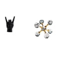 thumbnail image 1 of Estatua del gesto de la roca,Estatuas y figuras de dedos con gestos de música rock,Figura de escritorio,Figura esférica para escritorio,oficina,decoración del hogar,Estantería decorativa de, 1 of 8