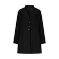 thumbnail image 4 of Women's Lapel Wool Blend Wrap Coat Long Sleeve Button Down Cotton Jackets Casual Cotton Lightweight Tunic Tops Outwear (L, Black), 4 of 6