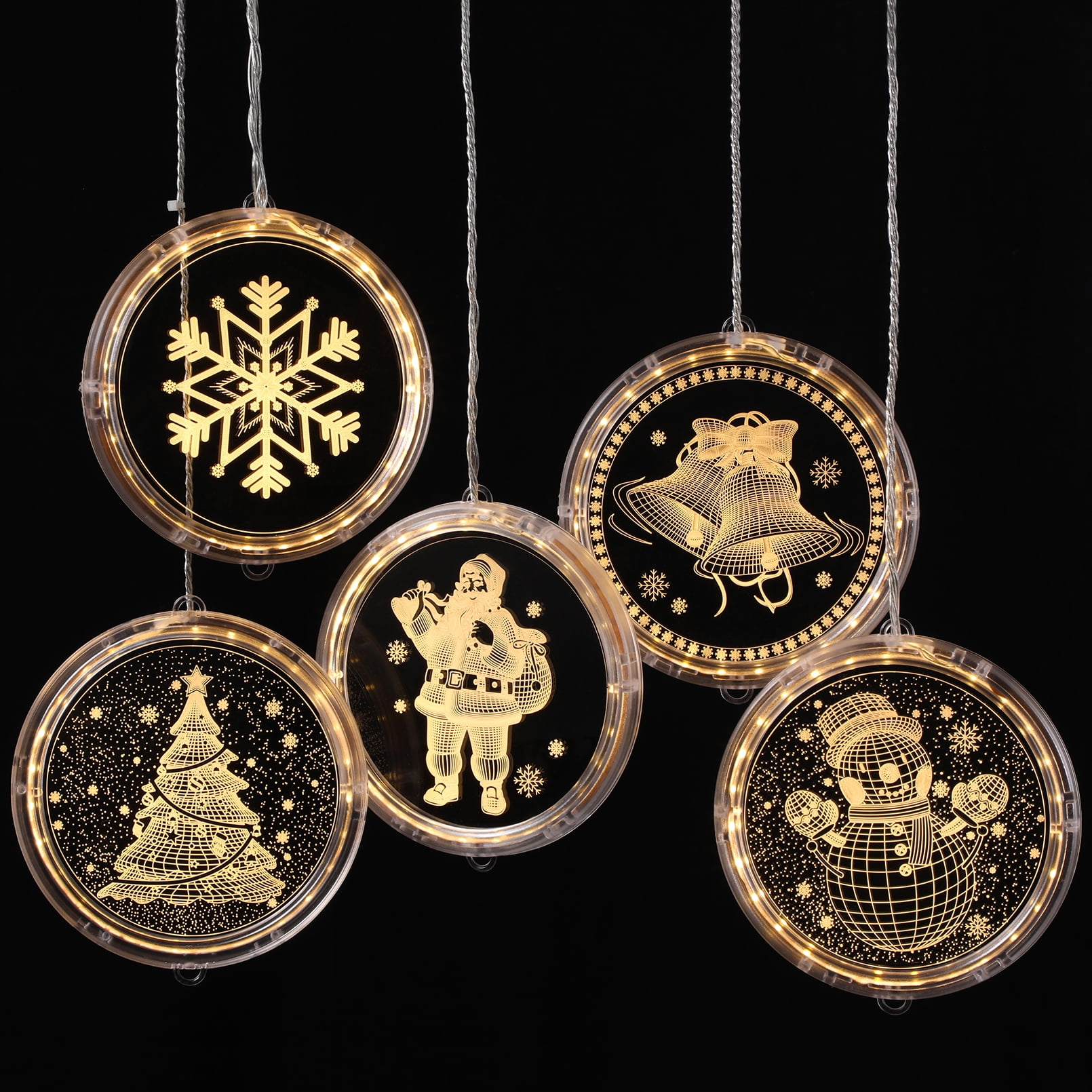 5 LED Christmas Decoration String Lights, 3D Christmas Ornaments, 4.9ft USB Powered Soft White Fairy Light
