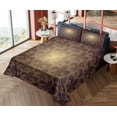 thumbnail image 4 of Ambesonne Brown Fitted & Top Sheet Set with Shams, Royal Flower, Brown, 4 of 5