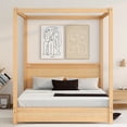 thumbnail image 3 of Queen Size Canopy Bed Frame, Modern Four-Poster Platform Bed Frame with Headboard & Top Full-Length Rails, Solid Wood Full Platform Bed Frame, Underbed Storage Space, No Box Spring Needed, Natural, 3 of 9