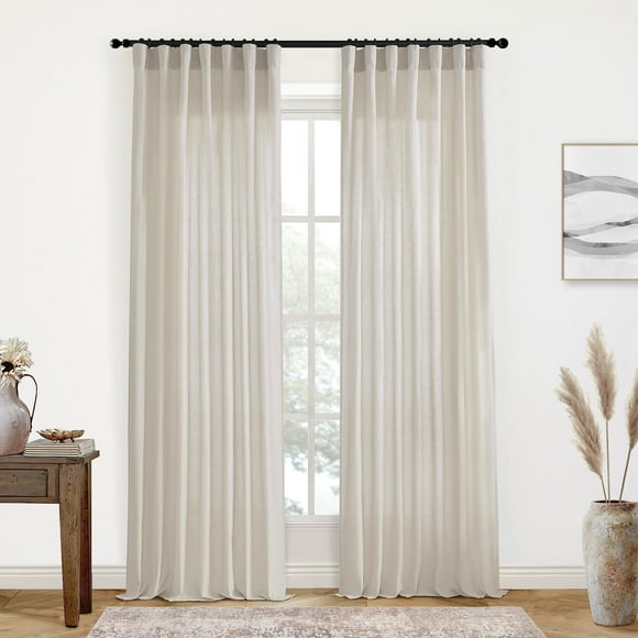 Cortinas de suelo a techo XTMYI, mezcla de lino y algodón, 2,4 m, color gris