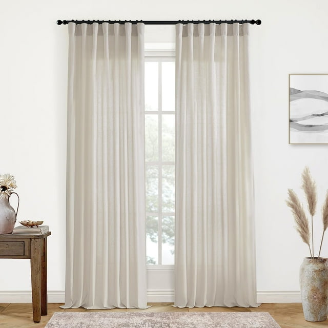 Cortinas de suelo a techo XTMYI, mezcla de lino y algodón, 2,4 m, color gris