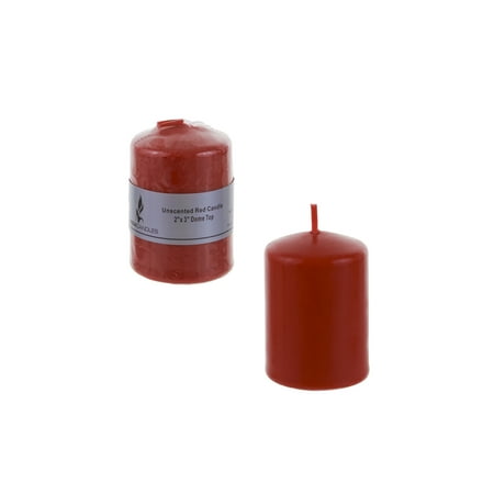 Dome Pillar - Mega Candles - Unscented 2 Inch x 3 Inch Dome Top Pressed Pillar Candle - Red