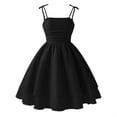 thumbnail image 2 of Girls Summer Dress Off Shoulder Flutter Sleeve Midi Swing Dresses (Black 12 Years), 2 of 8