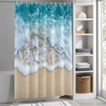 thumbnail image 5 of Summer Beach Teal Ocean Wave Shower Curtain for Bathroom, Nautical Seaside Water Ripple Waterproof Shower Curtains Washable Quick Dry with Hooks Bathtub Curtains 36x72IN, 5 of 9