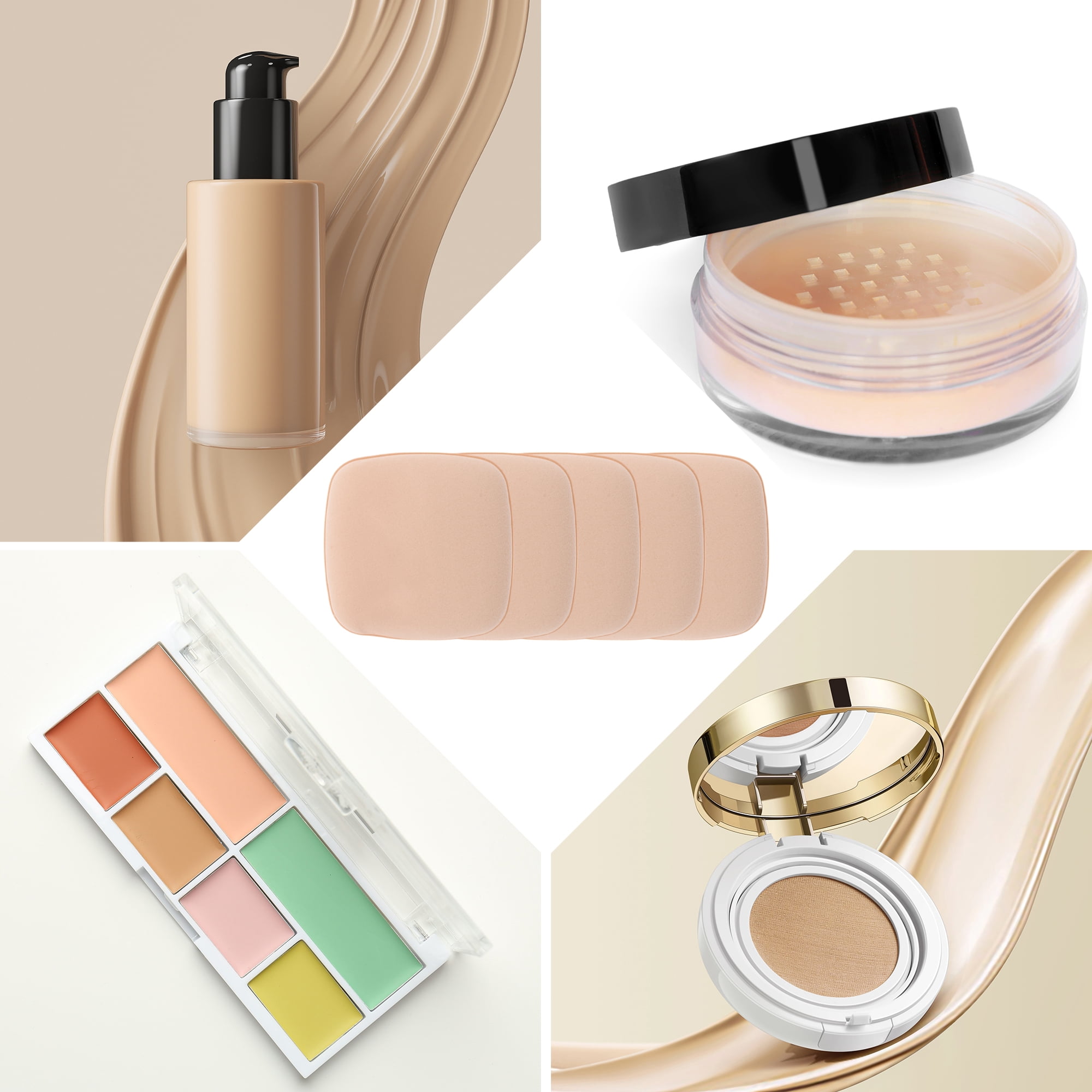 Unique Bargains 5 Pcs Square Face Makeup Sponge for Travel Nude