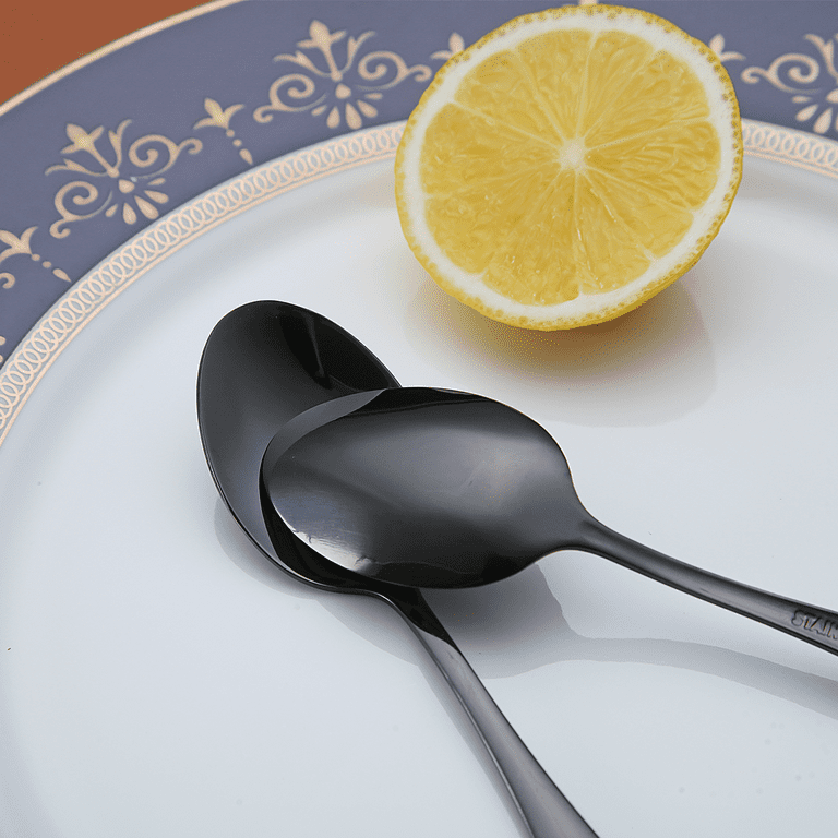 ReaNea Black Teaspoons 6.5 Set of 8 Stainless Steel Small Dessert Tea  Spoons Silverware Set Teaspoon 