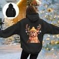 thumbnail image 4 of felwors Women's Christmas Reindeer Graphic Hoodie - Festive Casual Pullover with Kangaroo Pocket Black, M, 4 of 8