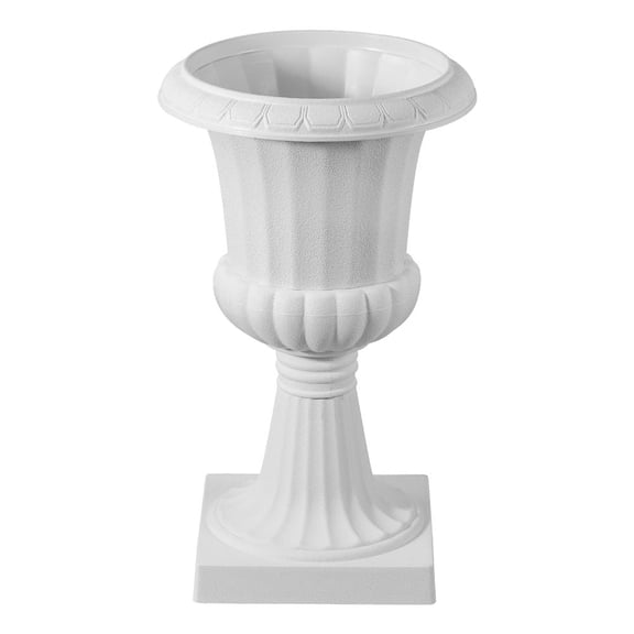 Plastic Urn Planters, 9.8 x 16.5 Inch, 2 Pack White Classic Flower Pots Front Porch Planters, Indoor & Outdoor Vase for Wedding, Party, Event, Home, Stage, Garden, Balcony, Patio Decoration