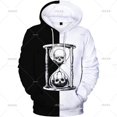 thumbnail image 3 of Sudadera con capucha de moda Harajuku para hombre, sudadera con capucha Y2K en blanco y negro con estampado de reloj de arena en 3D para niños, sudaderas con capucha de manga larga, 3 of 5