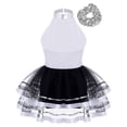 thumbnail image 2 of Alvivi Kids Girls Ballet Dance Dress Shiny Sequins Sleeveless Tutu Skirt Leotard with Hair Tie Silver 8, 2 of 7