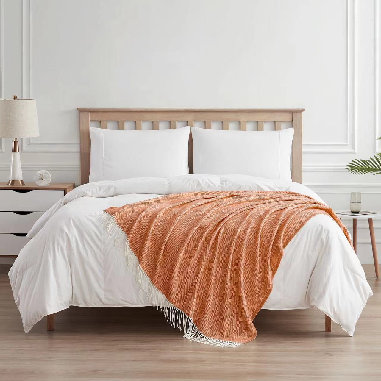 Bourina Herringbone Orange Throw Blanket for Couch, Suitable for Adult, Soft and Lightweight, 50"x 60"