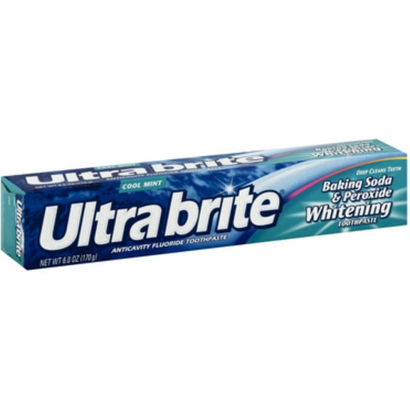 Ultra brite Baking Soda & Peroxide Whitening Toothpaste, Cool Mint 6 oz (Pack of 2)