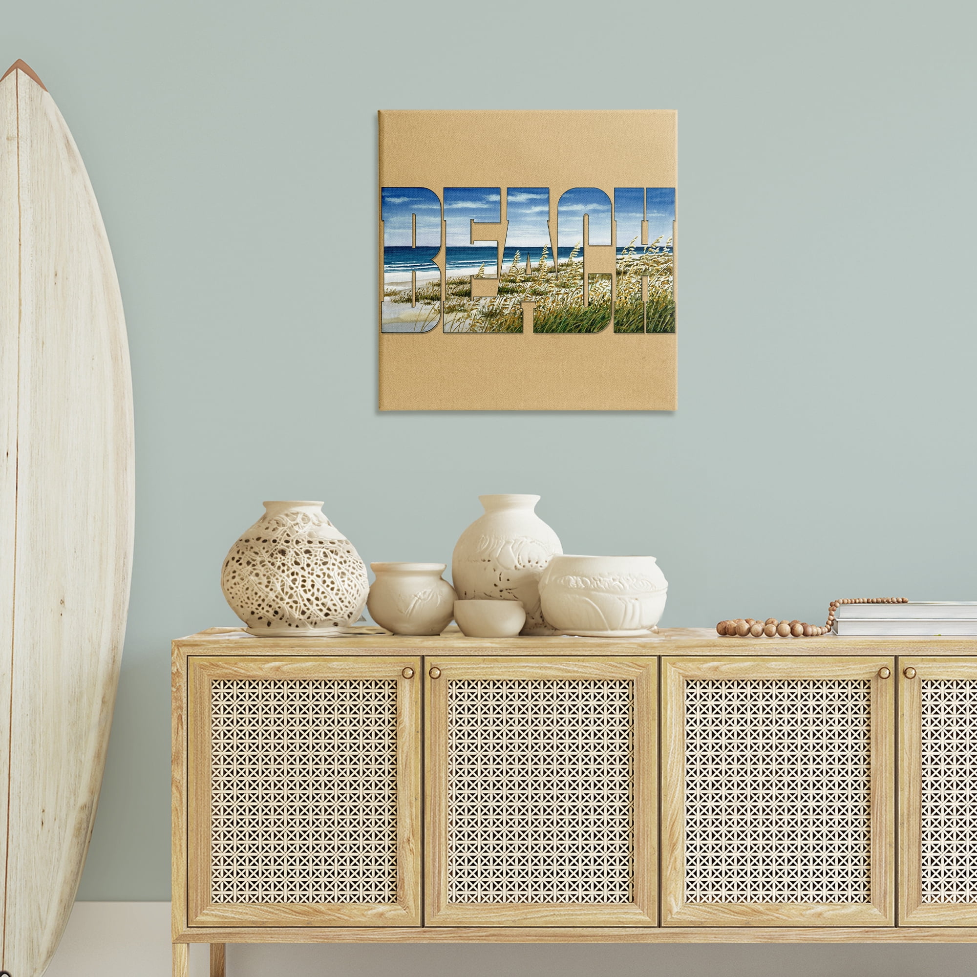 Stupell Industries Grassy Beach View Letters Nautical & Beach Painting Wrapped Canvas Art Print Wall Art, 30 x 30