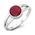 thumbnail image 2 of 1.05 Cts Round Shape Bezel Set Ruby Glass Filled Solitaire 925 Sterling Silver Split Shank Mother's Day Gift Rings, 2 of 3