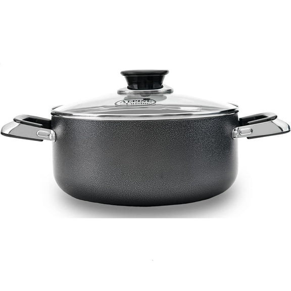 Alpine Cuisine 8.5 Quart Non-stick Stock Pot with Tempered Glass Lid and Carrying Handles, Multi-Purpose Cookware Aluminum Dutch Oven for Braising, Boiling, Stewing