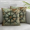 thumbnail image 3 of Qinduosi Throw Pillow Covers Linen Vintage Map with Compass Decorative Pillowcase for Home Sofa Bedding Couch Pillow Covers Inches (Compass Map) White, 3 of 5