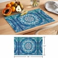thumbnail image 6 of Teal Green Boho Placemats Set of 6 Abstract Floral Modern Ethnic Tribal Place Mats Indoor Wipeable Table Mats Washable Cloth Dining Table Placemats for Kitchen Holiday Party Home Decor 13x19 Inch, 6 of 9