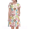 thumbnail image 1 of Balery Colorful Donuts Vestidos sueltos de manga corta para mujer, vestidos de verano 2025, vestidos casuales de corte A con vuelo., 1 of 6