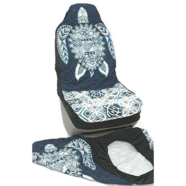 Hawaiian Car Seat Covers, Blue Big Turtle, set of 2 Front Bucket seat