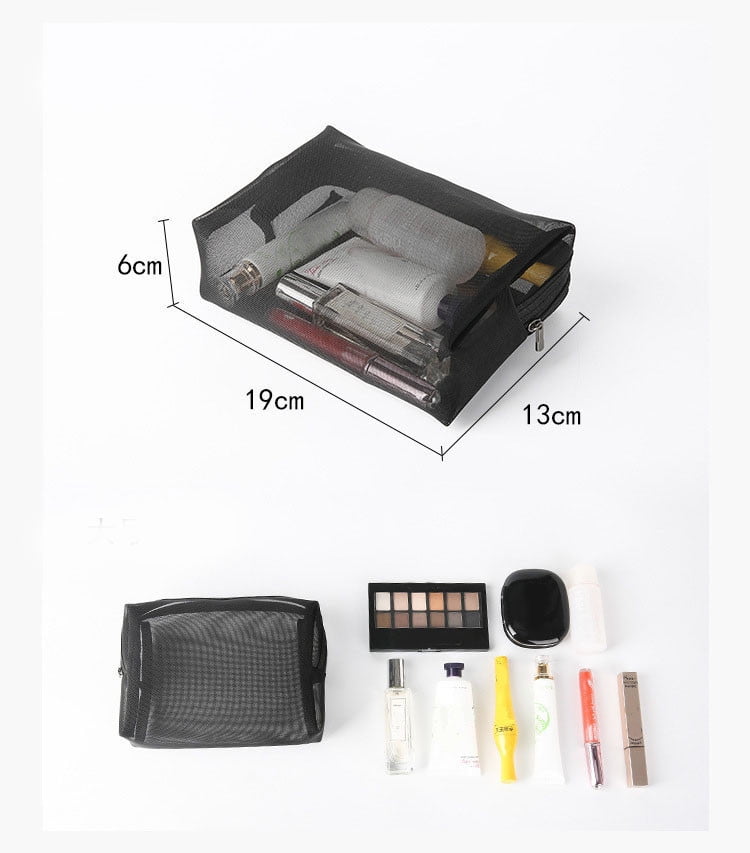 10Pcs Sheer Mesh Toiletry Bag, Fufafayo Sheer Mesh Toiletry Bag, Transparent Cosmetic Organizer for Travel, Waterproof Makeup Pouch, Portable Storage Bag for Bathroom Essentials, Office Desk, Gym