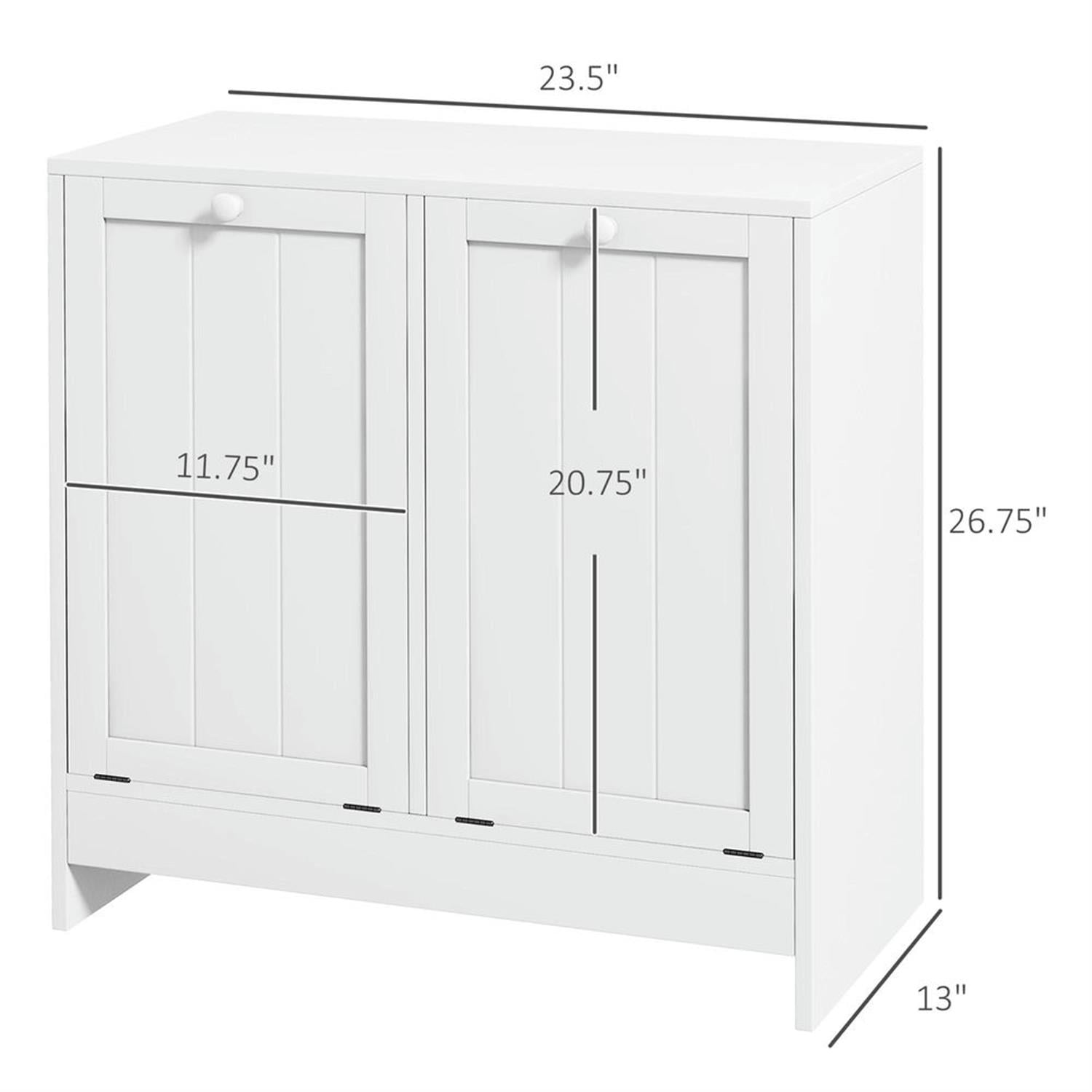 Demi Bonn 26" Bathroom Storage Cabinet with Tilt-Out Trash, Laundry Cabinet with 2 Laundry Basket for Kitchen, Living Room, White