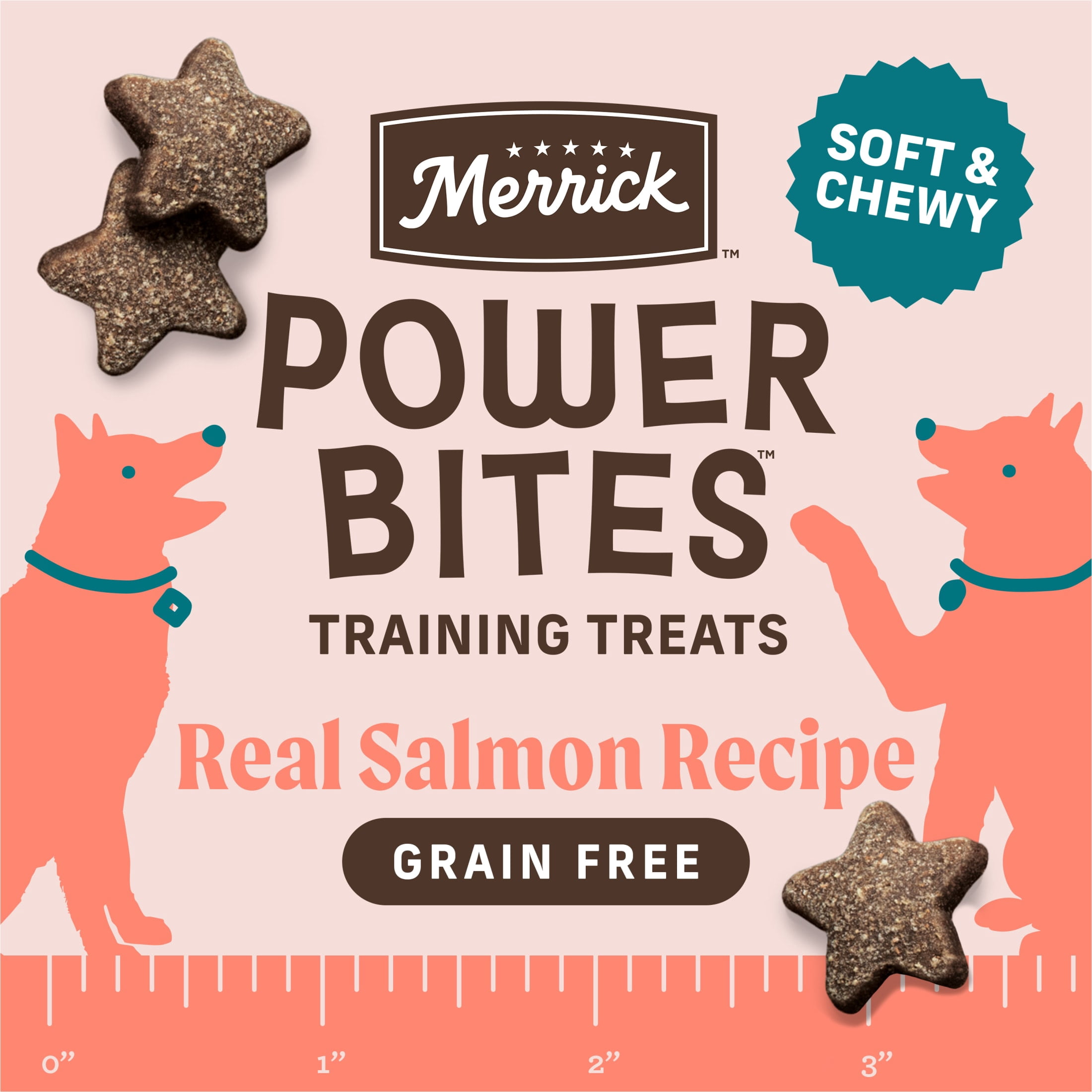 Merrick Power Bites Natural Soft And Chewy Real Meat Dog Treats, Grain Free Snack With Real Salmon Recipe, 6 oz. Bag