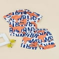 thumbnail image 3 of Boys Two-piece Summer Clothes Suit Dinosaur and Letters Print Button-down Collared Shirt and Loose Fit Rolled Shorts, 3 of 6